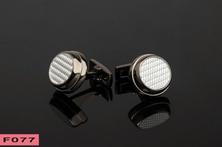 White and Silver Pattern Cufflinks